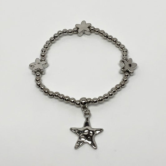 Beaded Textured Star Charm Bracelet