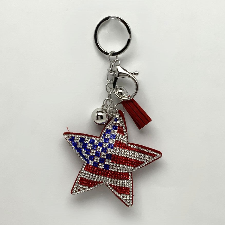 American Flag Star Keychain