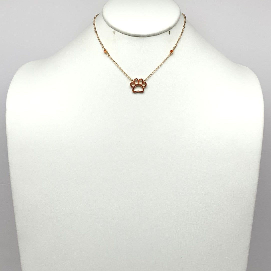 Crystal Paw Print Necklace
