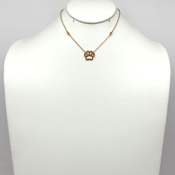 Crystal Paw Print Necklace