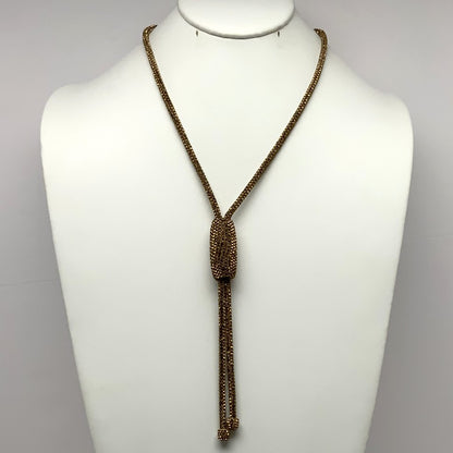 Long Rhinestone Bling Necklace with Cylinder and Tassel