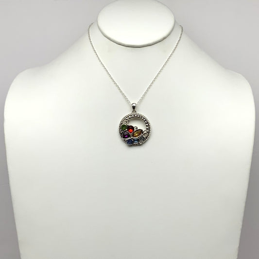 Circle Crystal Cluster Necklace