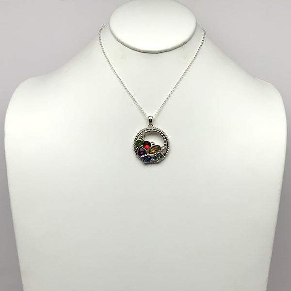 Circle Crystal Cluster Necklace