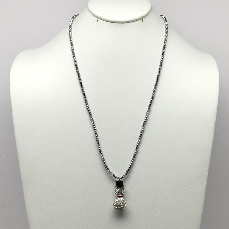 Long Crystal Snowman Necklace