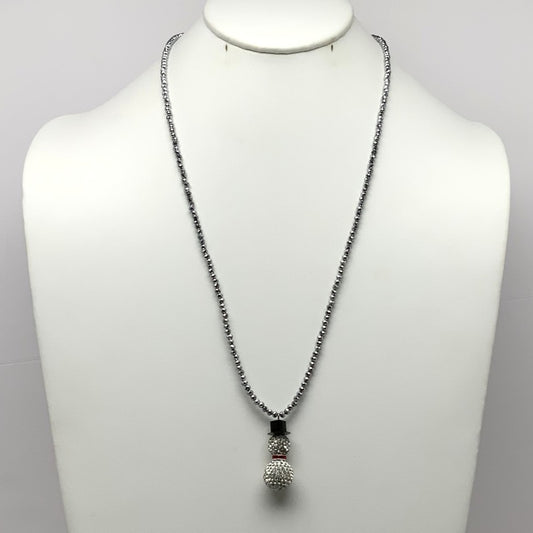 Long Crystal Snowman Necklace