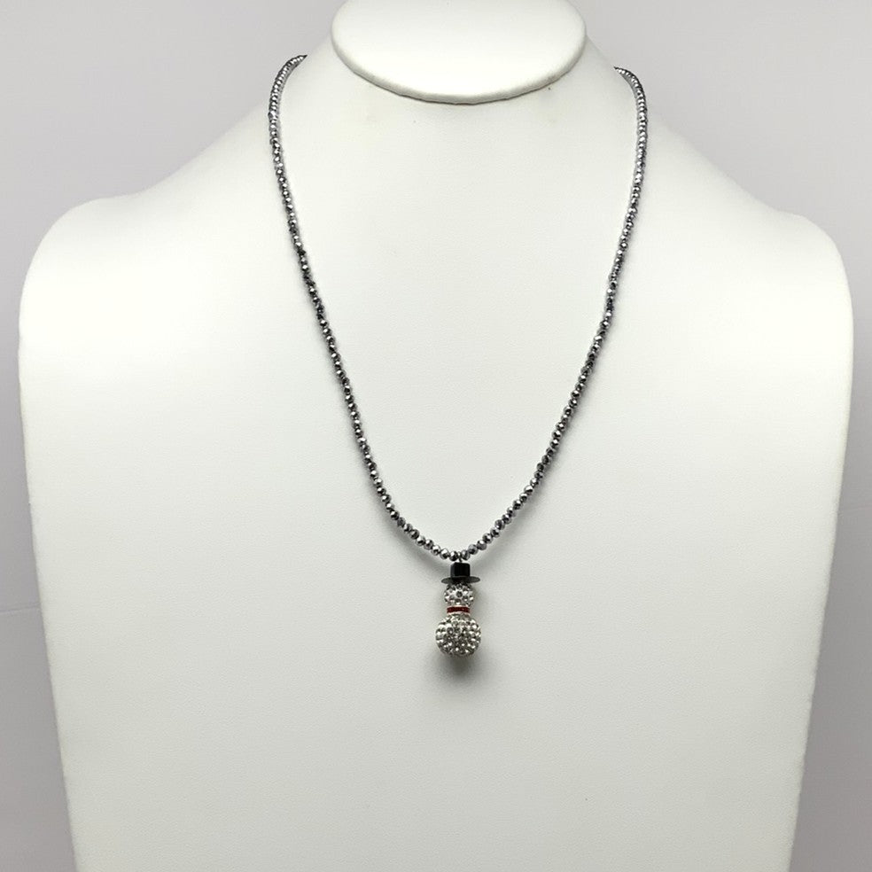 Short Crystal Snowman Necklace