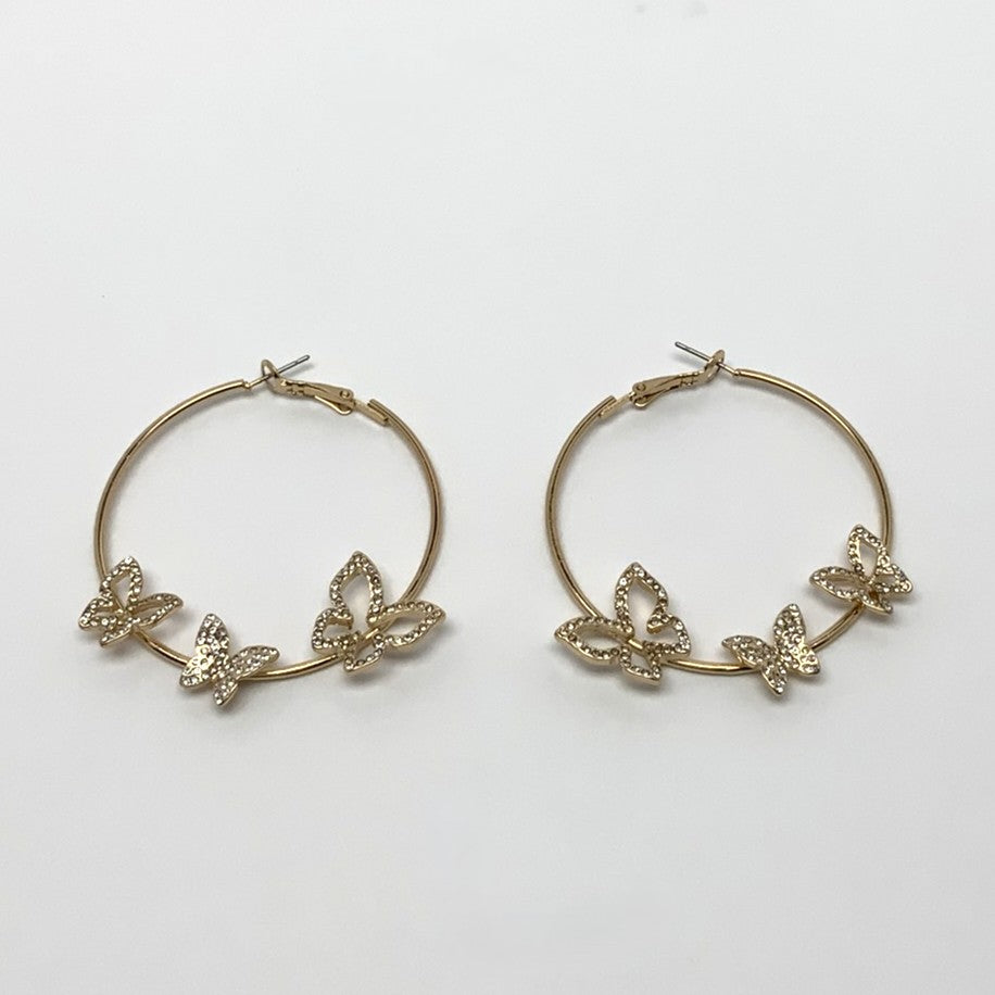 Crystal Butterfly Hoop Earrings