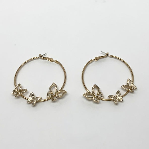 Crystal Butterfly Hoop Earrings