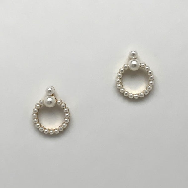Pearl Circle Outline Earrings