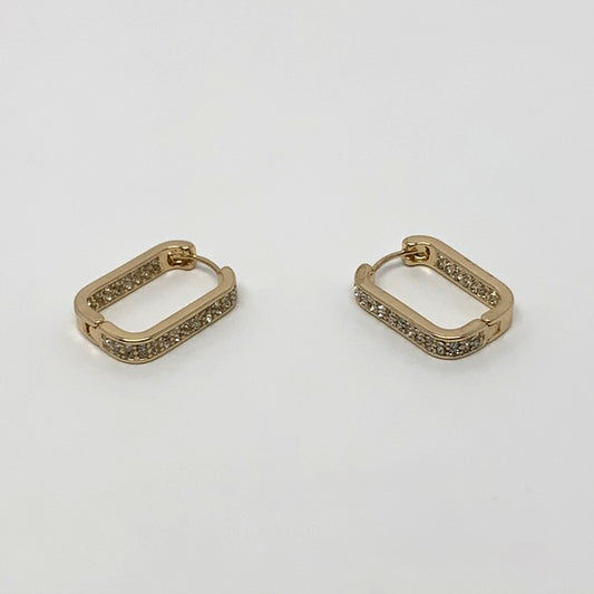 Rectangle Crystal Huggie Earrings