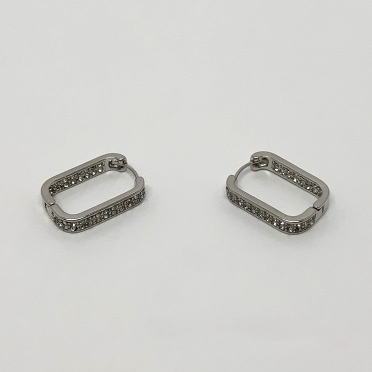 Rectangle Crystal Huggie Earrings