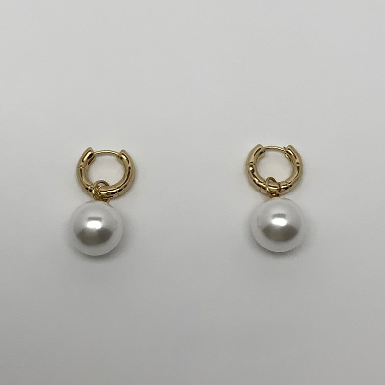 Pearl Drop Huggie Earrings