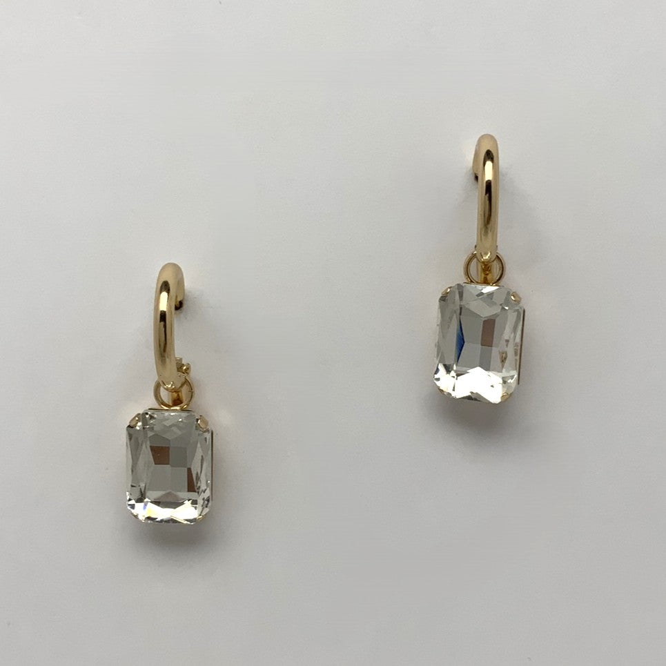 Emerald Cut Crystal Lever Back Earrings