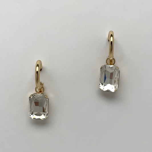 Emerald Cut Crystal Lever Back Earrings