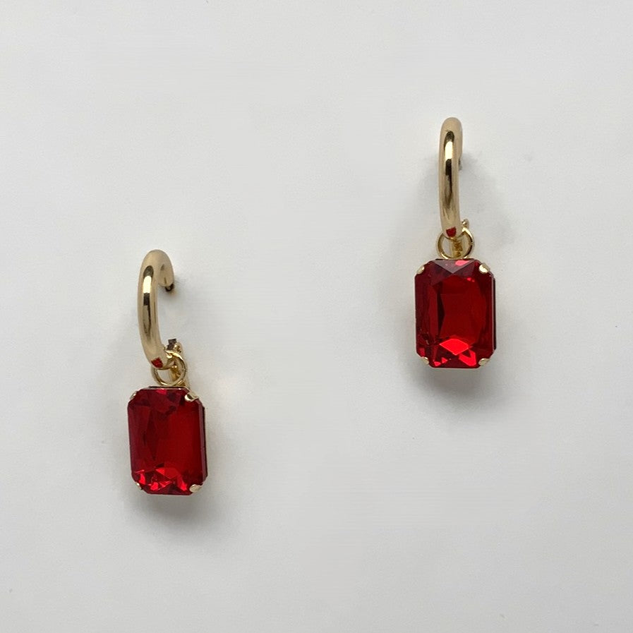 Emerald Cut Crystal Lever Back Earrings