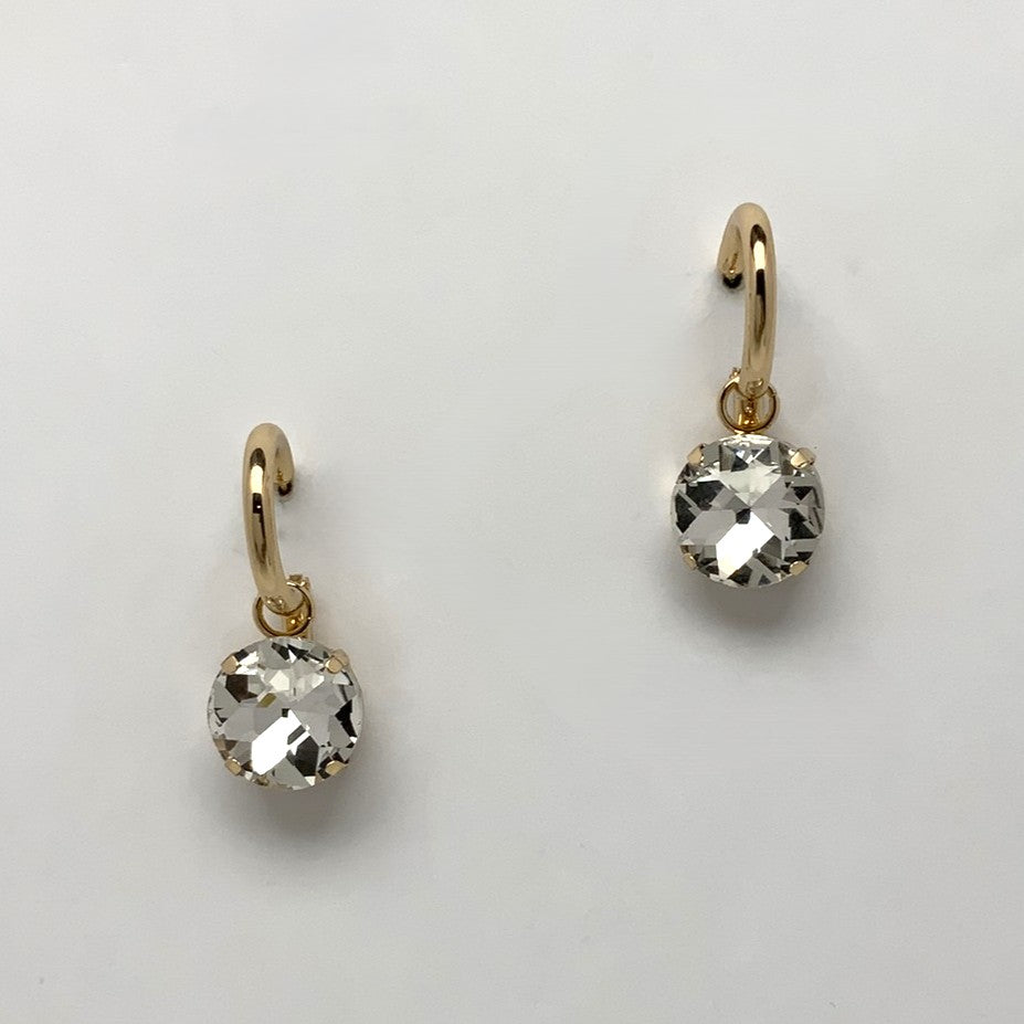 Circle Crystal Lever Back Earrings