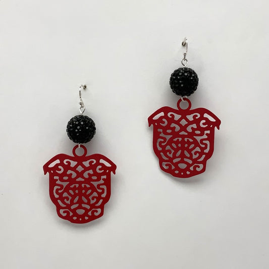 Crystal Symmetric Dog Design Print Earrings