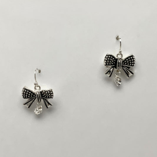 Western Style Bow Crystal Charm Earrings