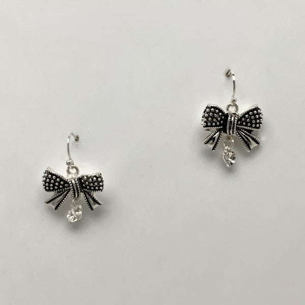 Western Style Bow Crystal Charm Earrings