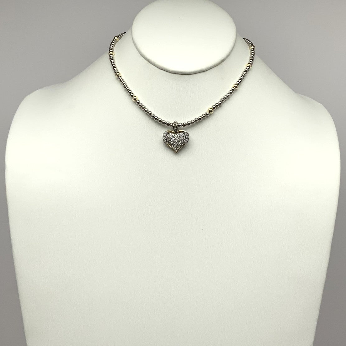 Beaded Cubic Zirconia Heart Pendant