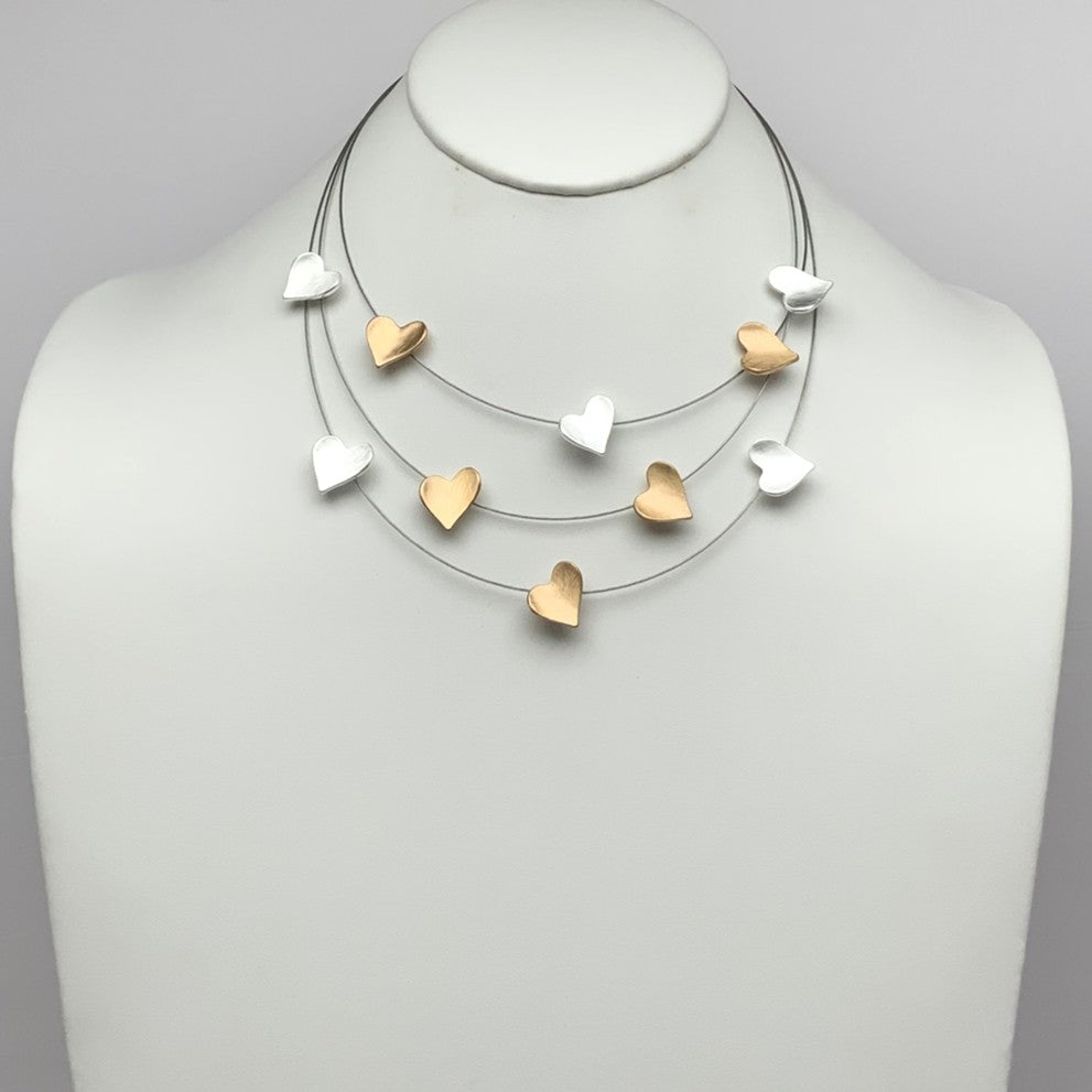 Layered Wire Heart Necklace