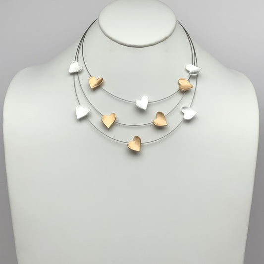 Layered Wire Heart Necklace