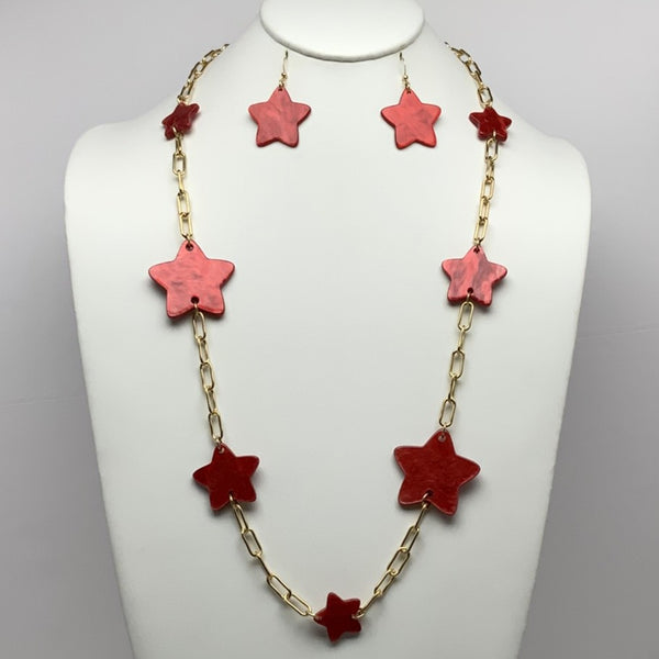 Lucite Star Chain Necklace Set