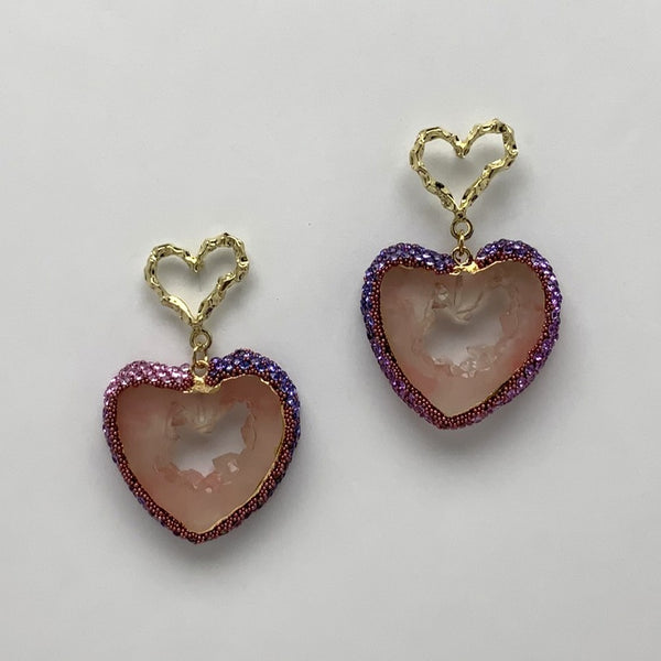 Crystalized Heart Earrings