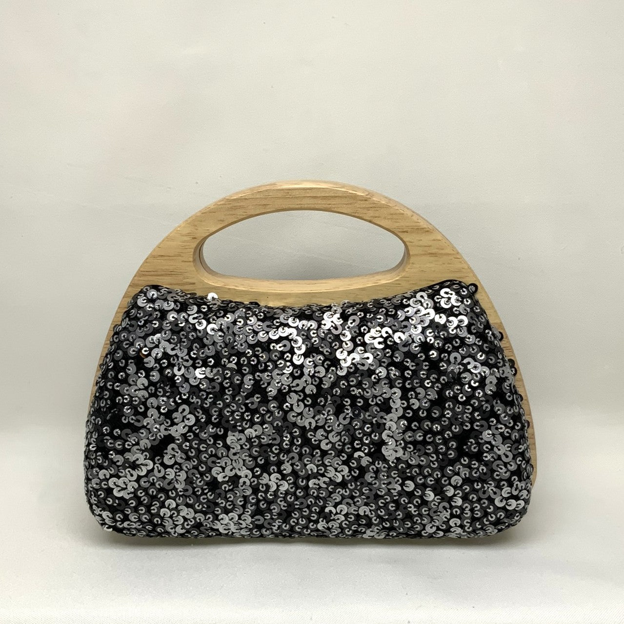 Sequin Wooden Handle Handbag