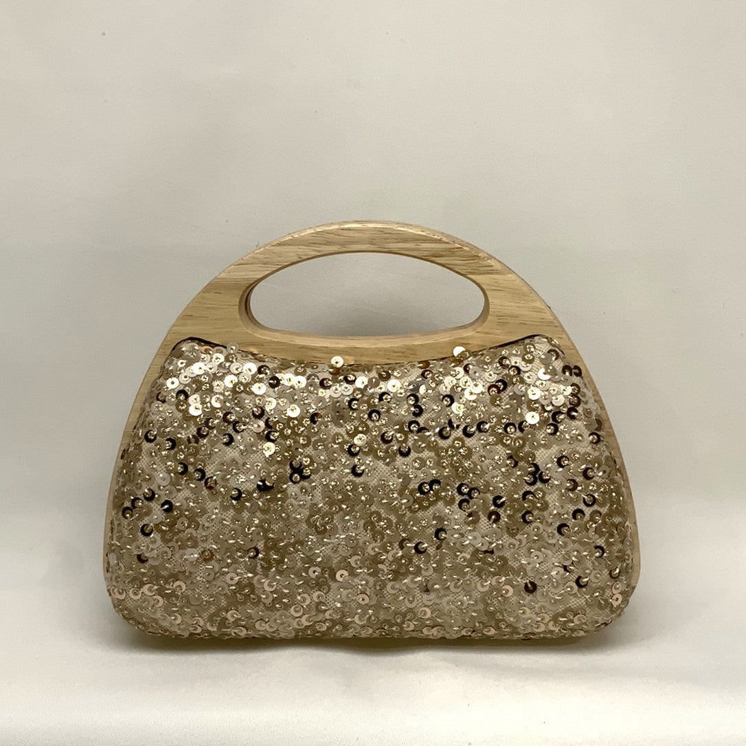 Sequin Wooden Handle Handbag
