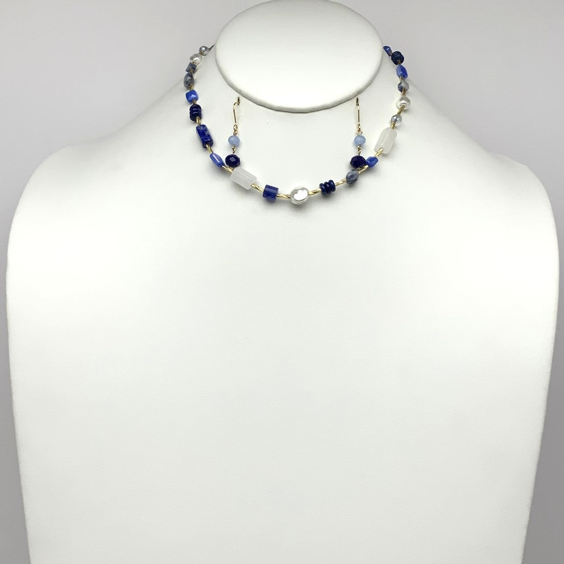 Short Bead Stone Crystal Necklace Set