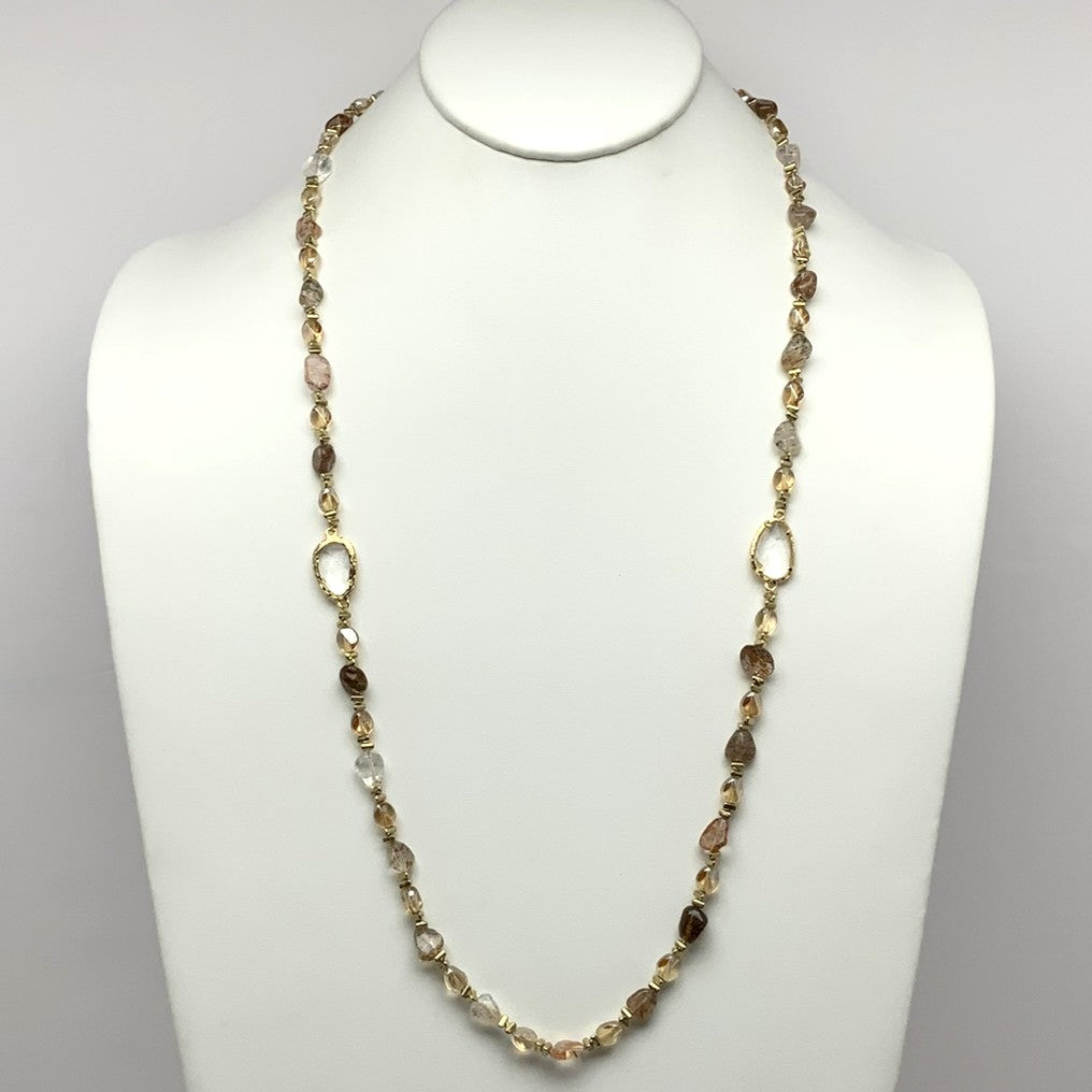 Beaded Side Crystal Necklace
