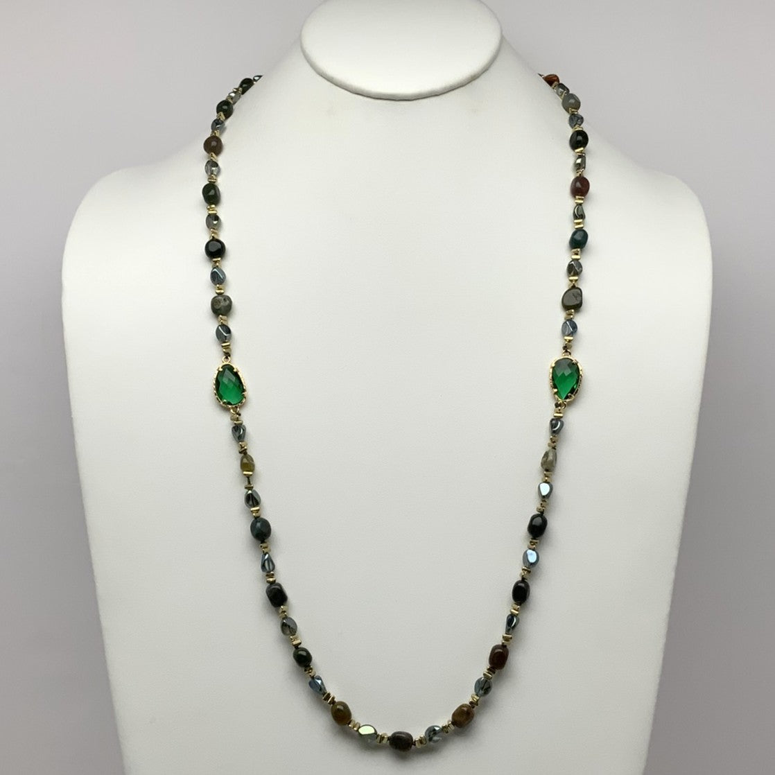 Beaded Side Crystal Necklace