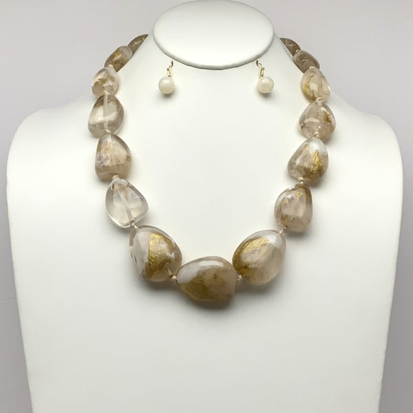 Chunky Lucite Stone Necklace Set