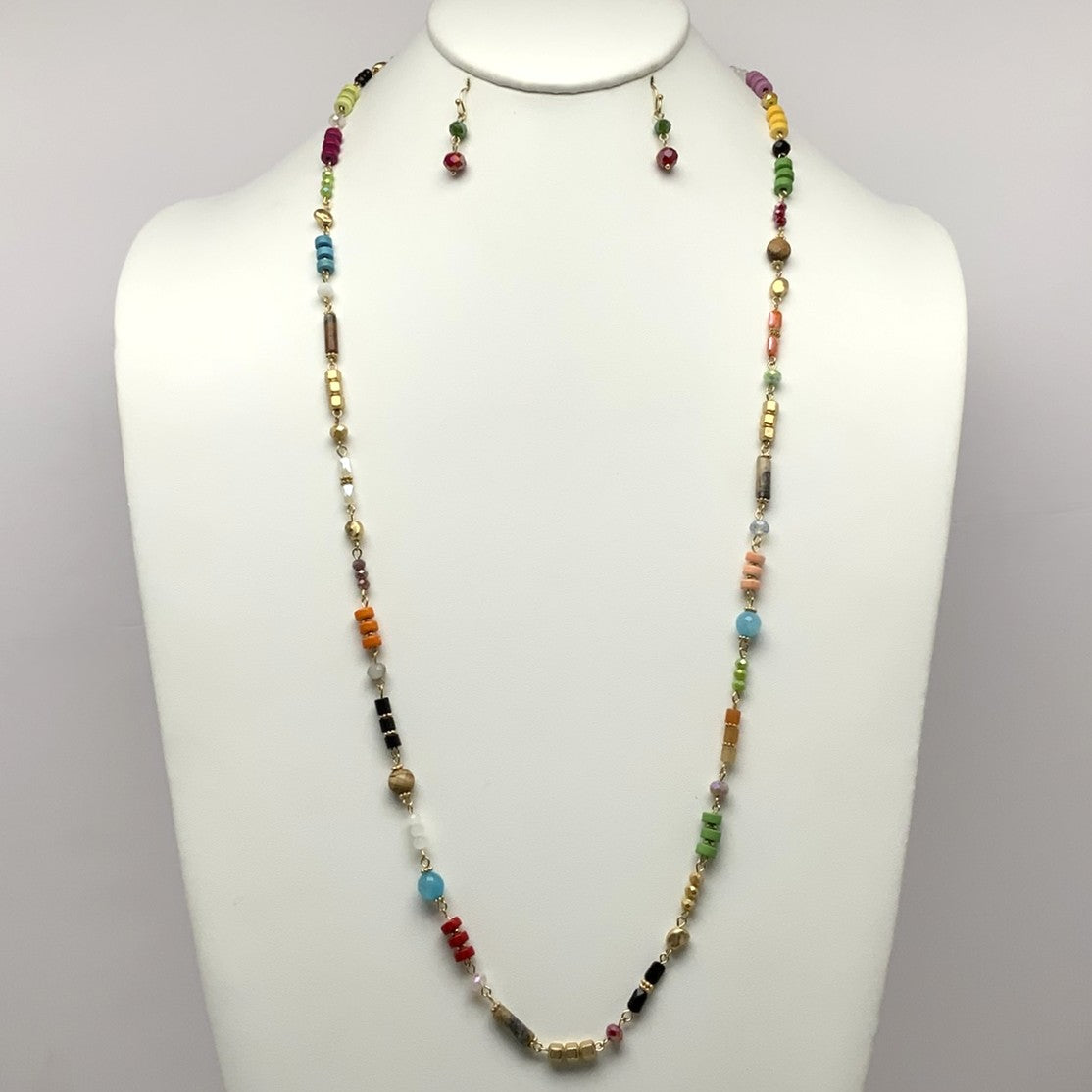 Crystal Bead Mix Necklace Set