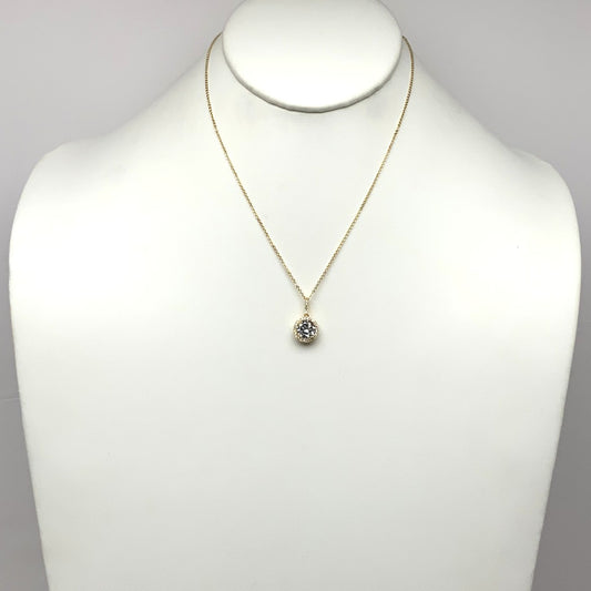 CZ Circle Cut Pendant Necklace