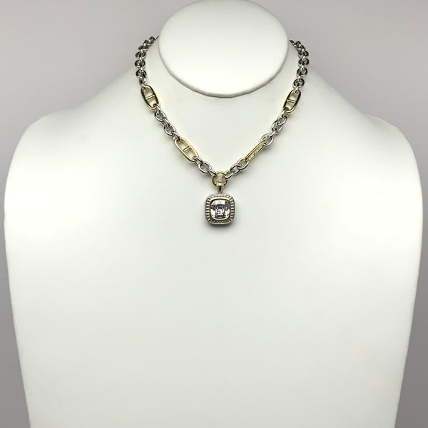 Chain Mix CZ Square Cut Necklace