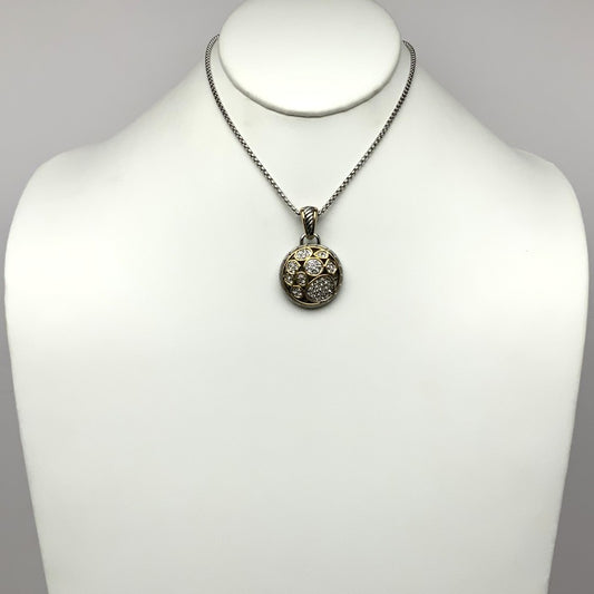 Box Chain Circle Pattern Cubic Zirconia Necklace