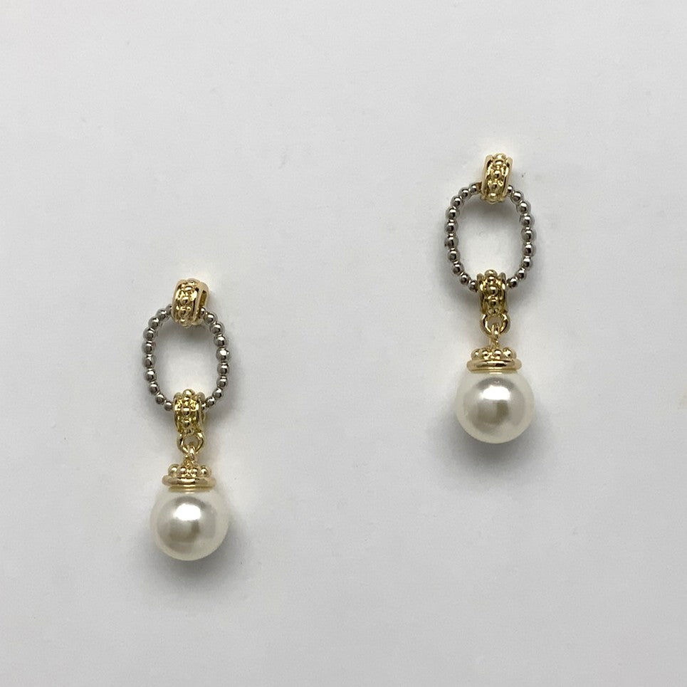 Oval Pearl Drop Earrings