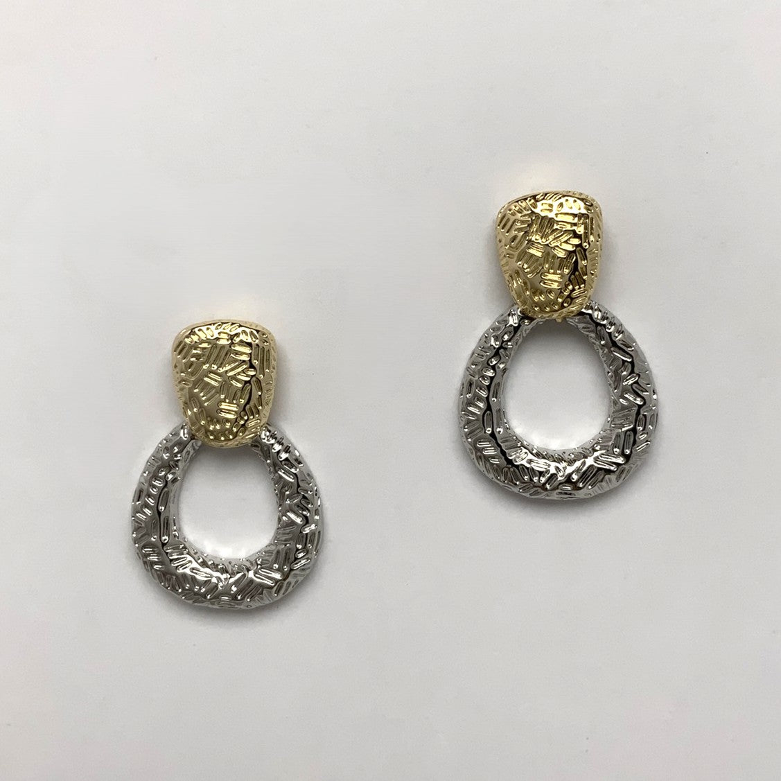 Hammered Texture Round Drop Earrings