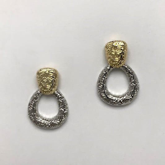 Hammered Texture Round Drop Earrings
