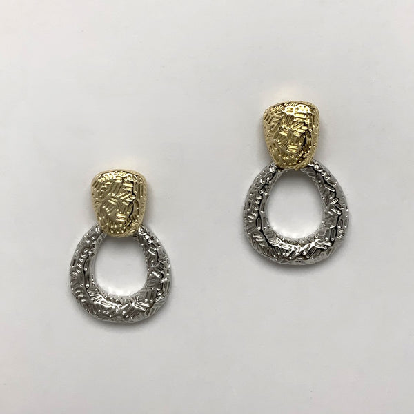 Hammered Texture Round Drop Earrings
