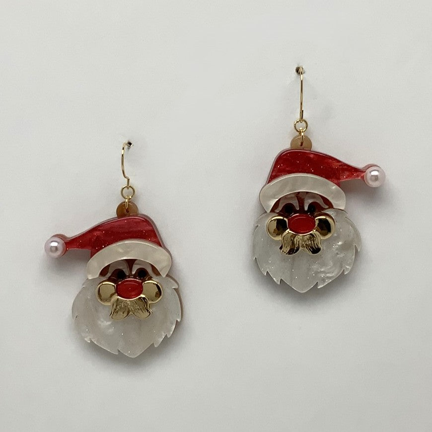 Layered Lucite Santa Earrings