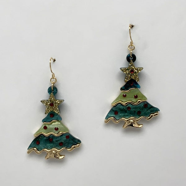 Layered Lucite Christmas Tree Earrings