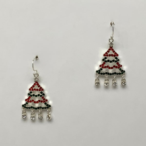 Christmas Tree Crystal Dangle Earrings