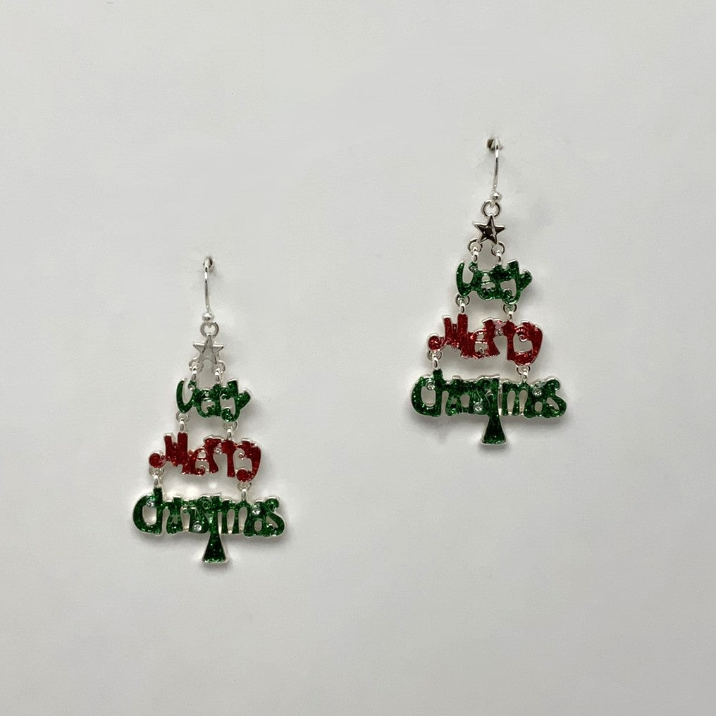 "Very Merry Christmas" Tree Earrings
