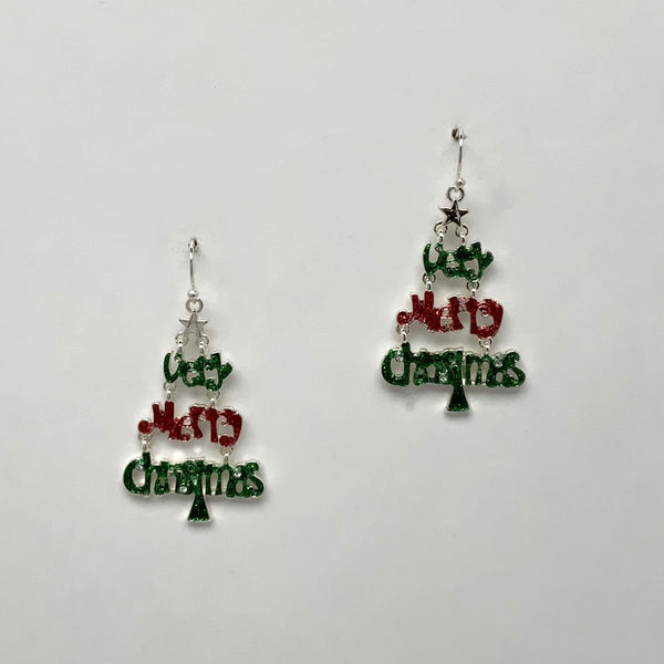 "Very Merry Christmas" Tree Earrings