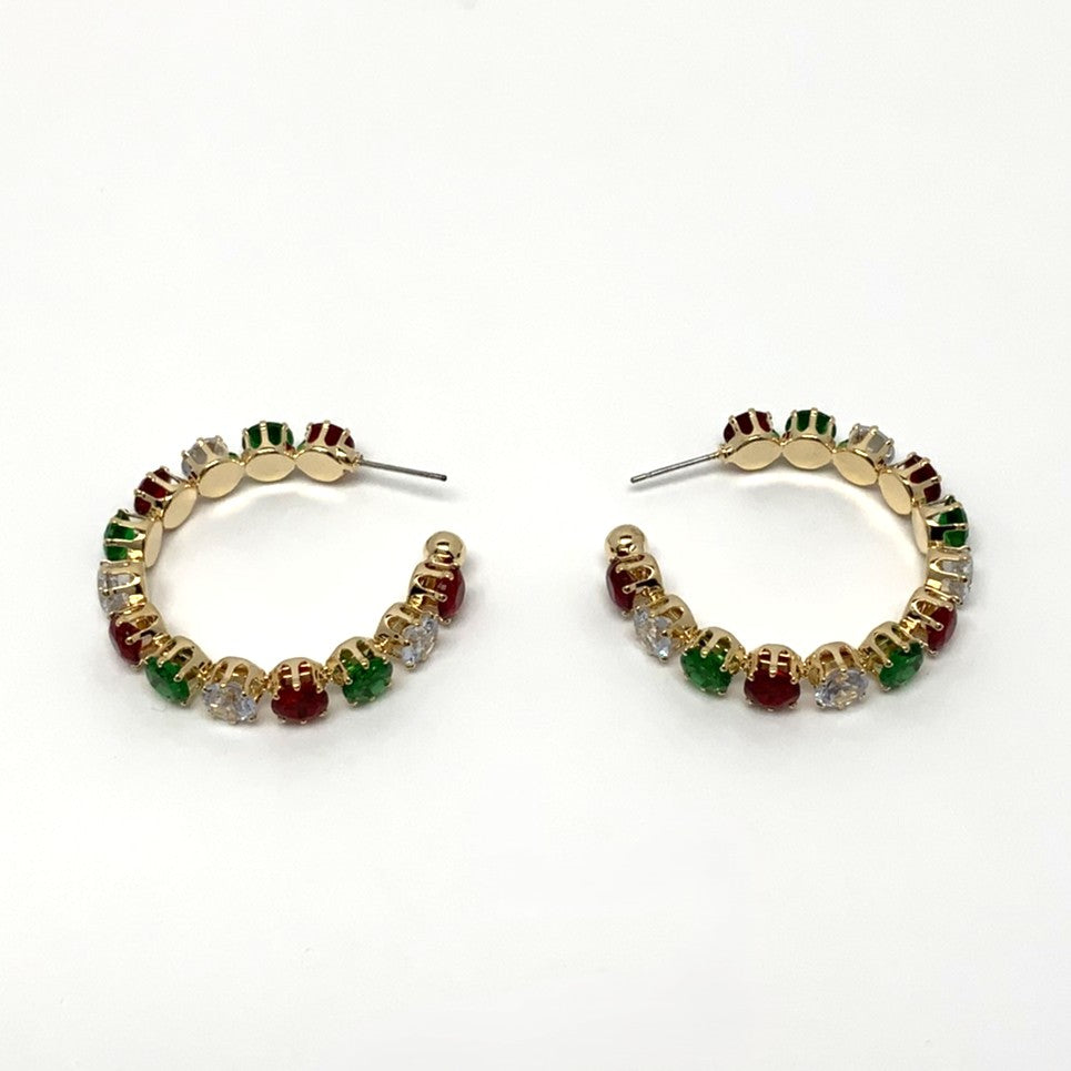 Cubic Zirconia Christmas Hoop Earrings