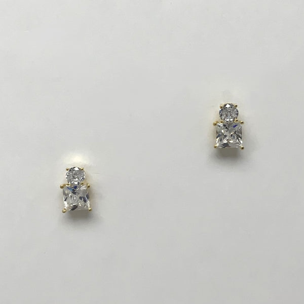 Circle Square Crystal Cut Earrings
