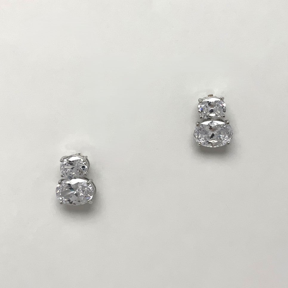 Double Oval Crystal Earrings